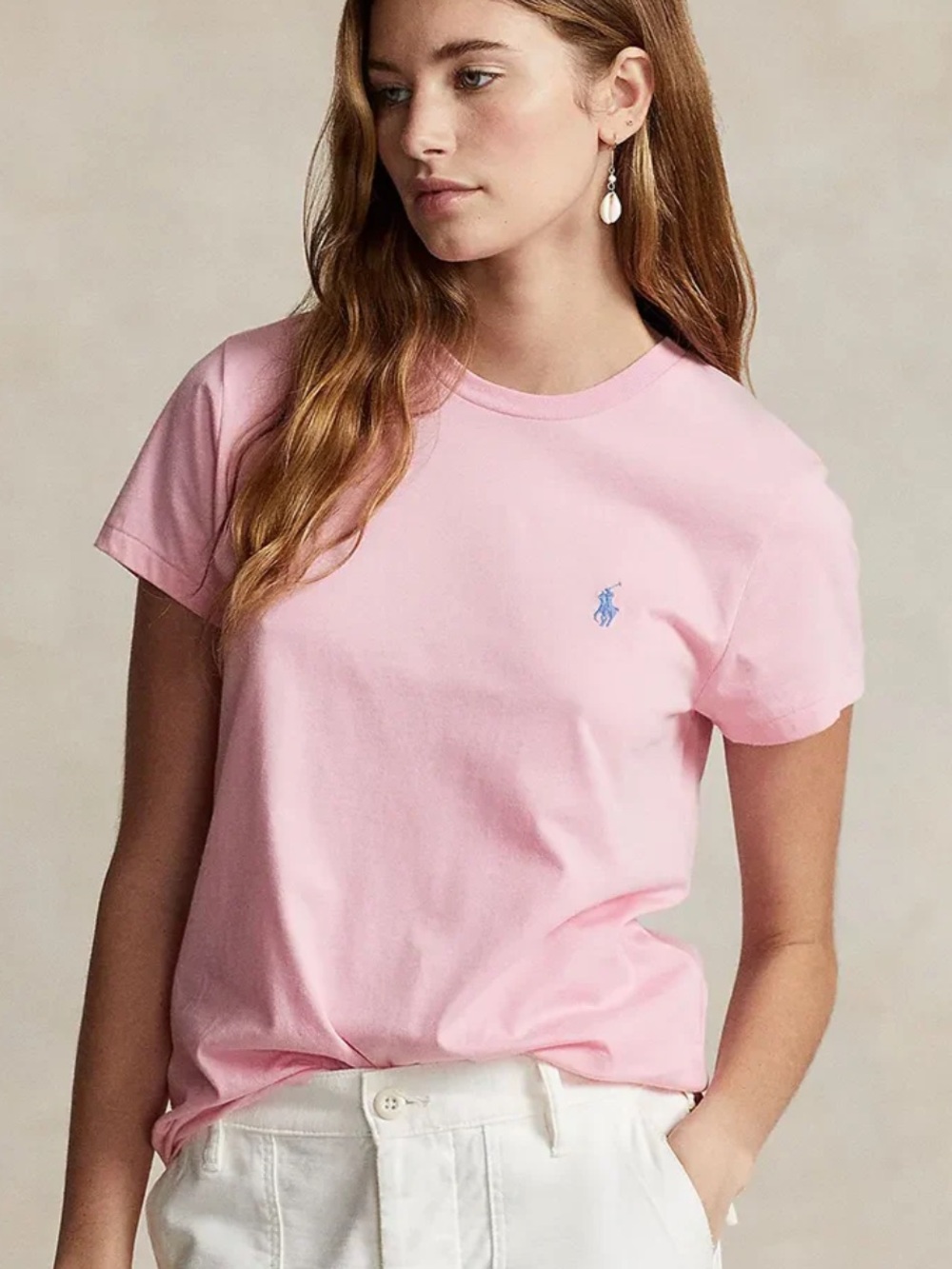 Polo by Ralph Lauren Pink Short-Sleeve Crewneck Tee with Blue Pony